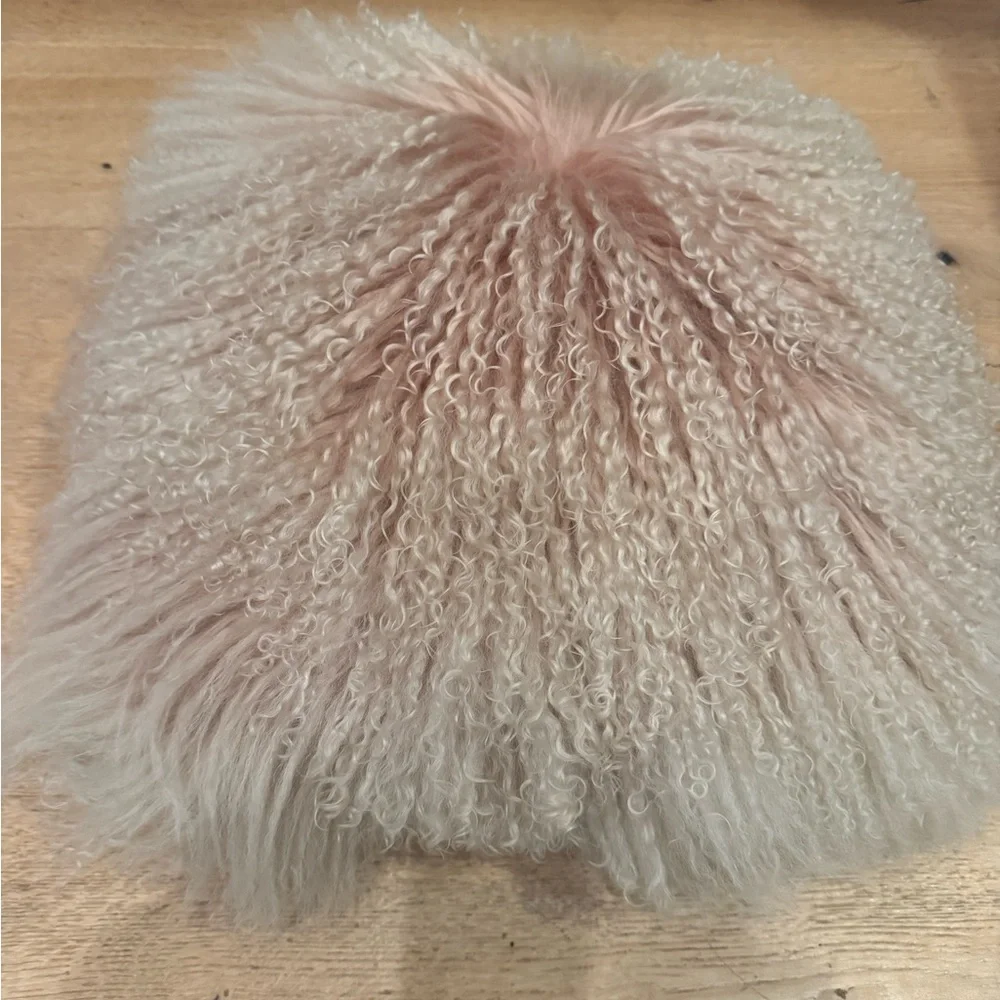 West Elm Mongolian Lamb Pillow Dusty Rose Pink/gray NEW Price Firm!